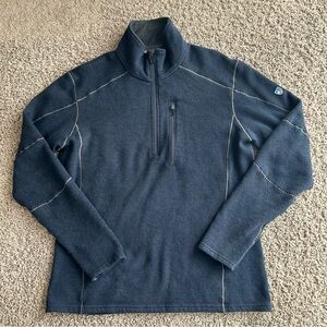 Kuhl Interceptr Men's Large Blue 1/4 Zip Fleece Sweater Pullover Hiking Outdoors